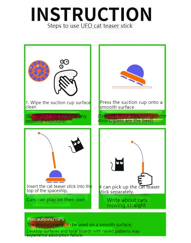 GUAZHOUMU Cat teaser UFO dual-purpose suction cup bite-resistant feather self-entertainment long rod cat teaser trendy combination handheld interactive