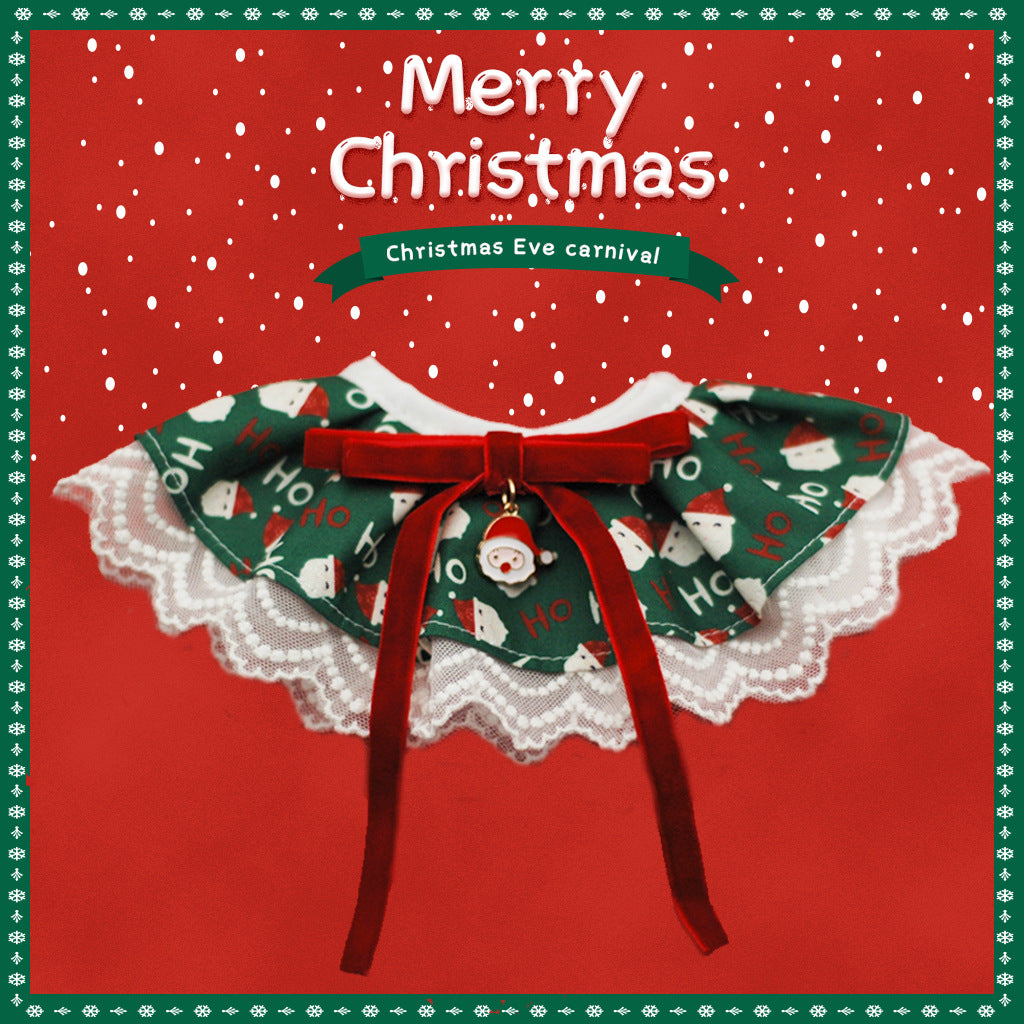 Pet cat and dog Christmas bibs, lace bibs, collars, adjustable neck accessories
