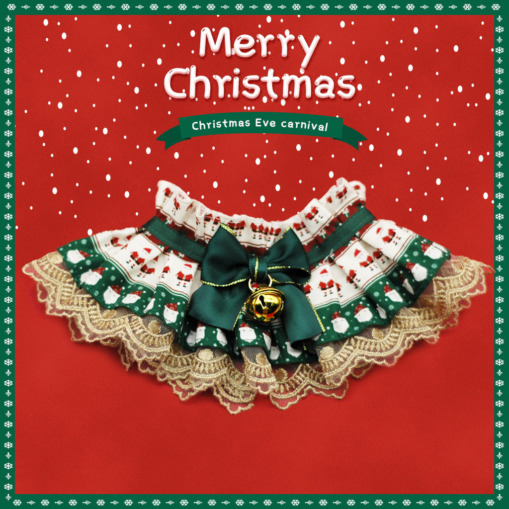 Pet cat and dog Christmas bibs, lace bibs, collars, adjustable neck accessories