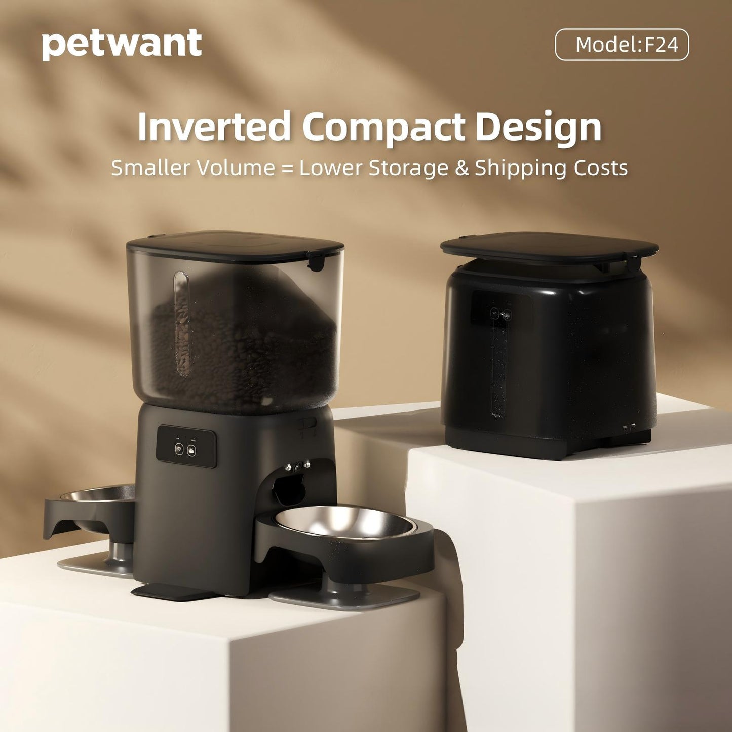 Automatic Cat Feeder with Camera for Two Cats, 1080P HD Video with Night Vision, 5G WiFi Pet Feeder with Phone APP Control, 2-Way Audio for Cat & Dog, Low Food & Motion & Sound Alerts