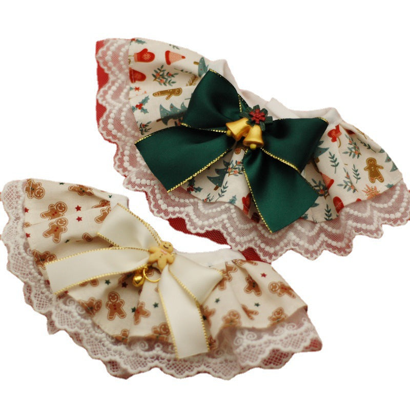 Pet cat and dog Christmas bibs, lace bibs, collars, adjustable neck accessories