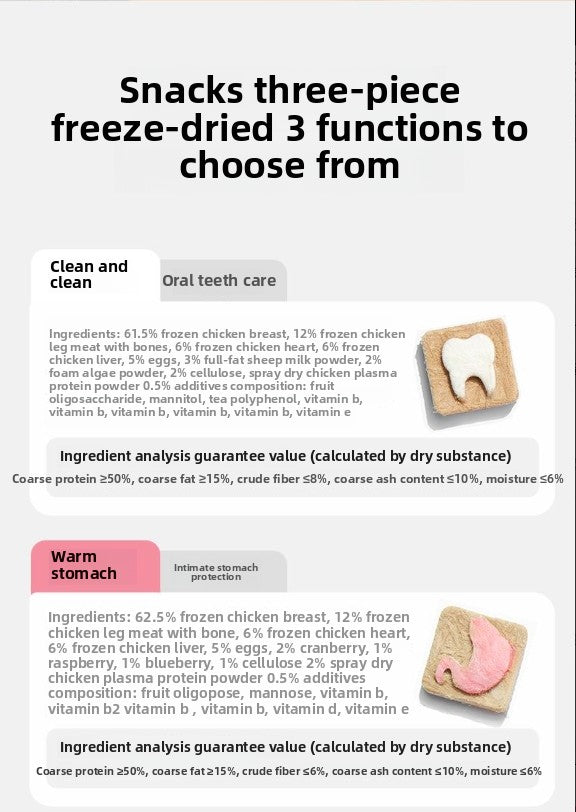 TINGCHONG Cat food bucket freeze-dried bucket fattening bright hair clean teeth nourishing chicken teeth freeze-dried cat snacks