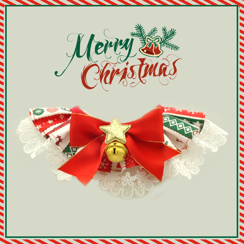 Pet cat and dog Christmas bibs, lace bibs, collars, adjustable neck accessories