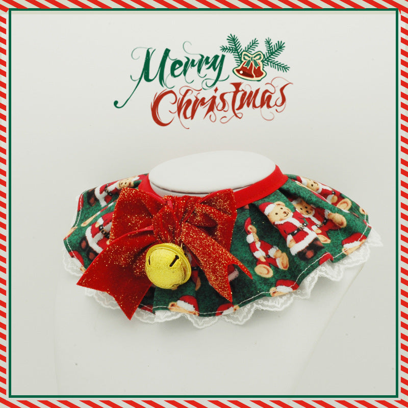Pet cat and dog Christmas bibs, lace bibs, collars, adjustable neck accessories