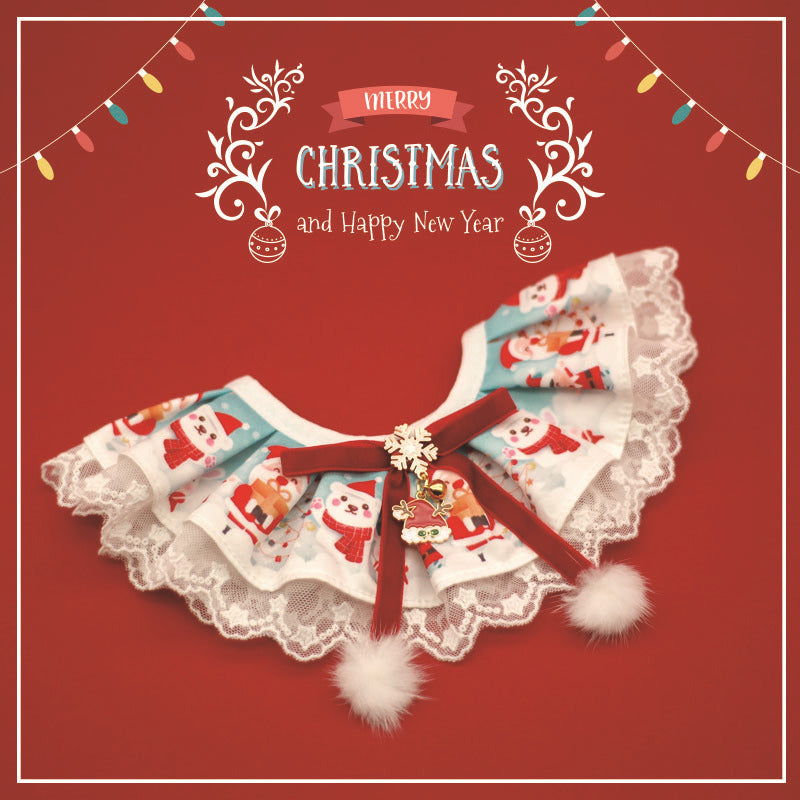 Pet cat and dog Christmas bibs, lace bibs, collars, adjustable neck accessories
