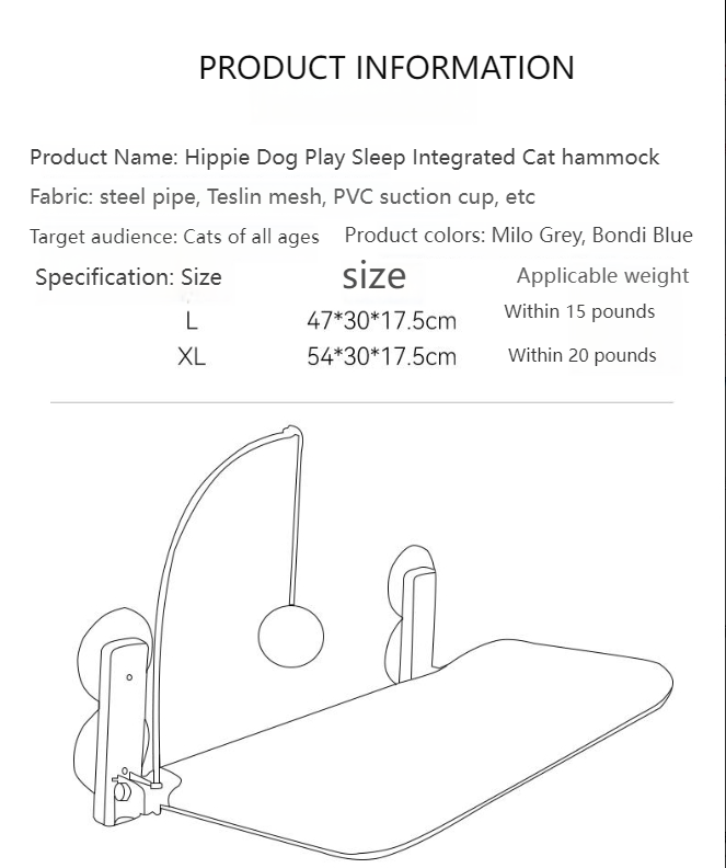 hipidog Cat hammock play and sleep all in one comfortable cat hammock cat bed cat teasing stick toy all in one pet bed-Make In China