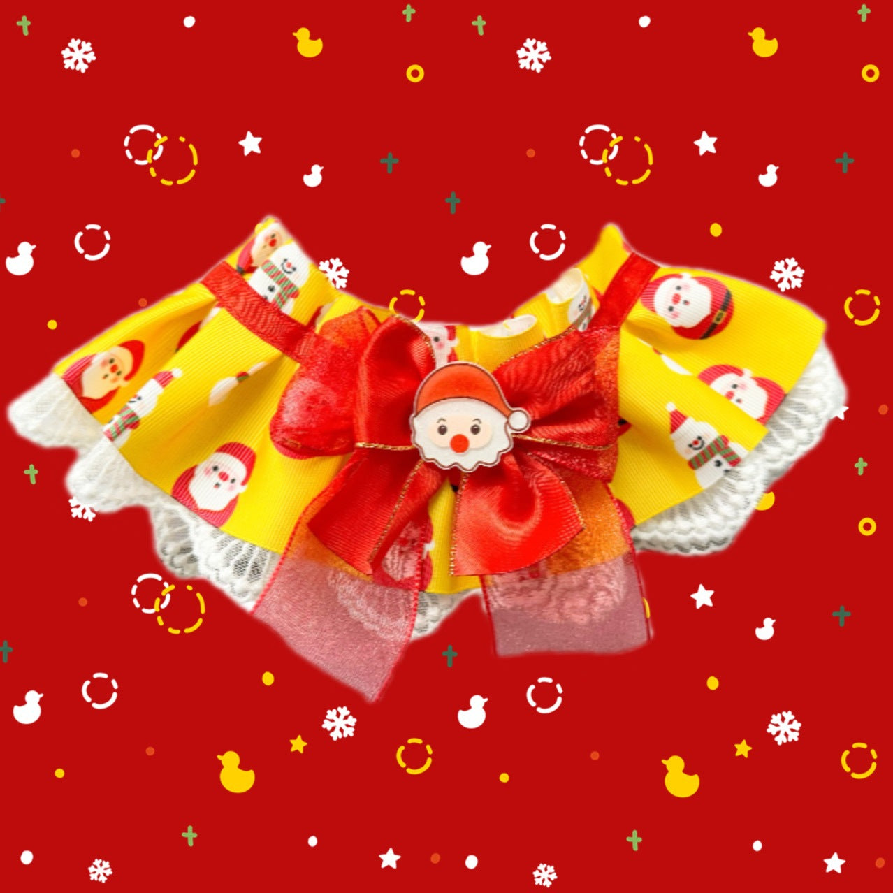 Pet cat and dog Christmas bibs, lace bibs, collars, adjustable neck accessories
