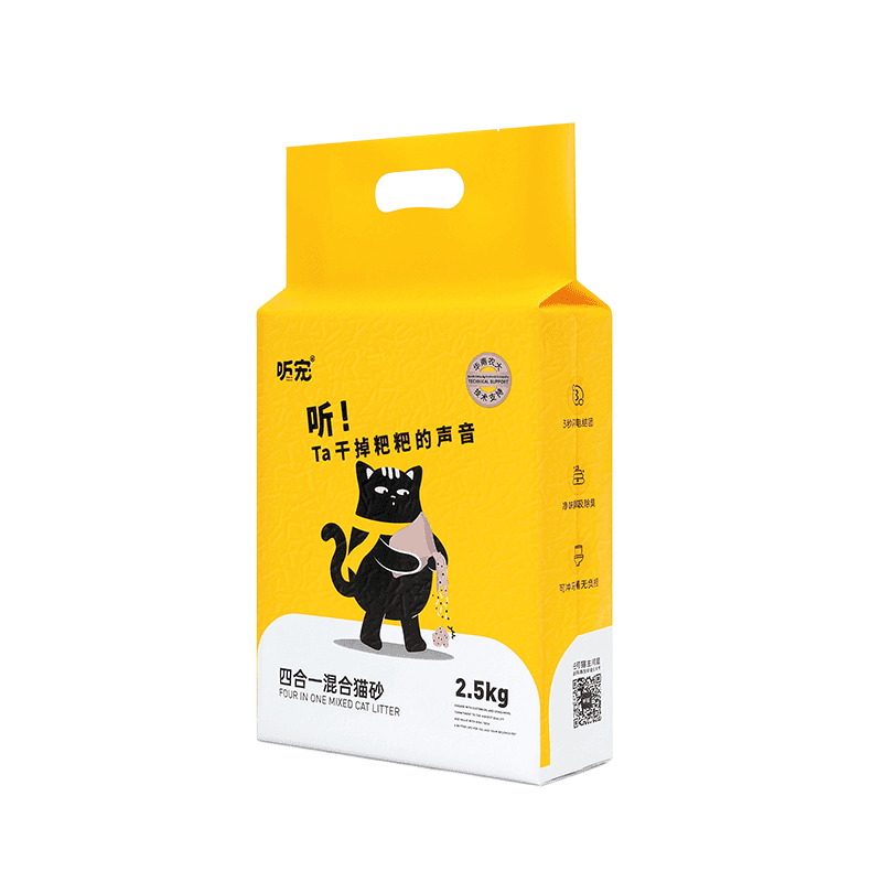 【TINGCHONG 4 in 1 mixed cat litter】Tofu cat litter mixed with agglomerated water-absorbing bentonite, dust-free cat natural particles-Make In China