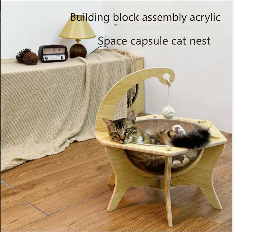 Pet cubic Free-probiotic deodorant spray [Pet equipment] Itcube cat space capsule cat bed building blocks for all seasons, assembled and stable, natural sisal balls