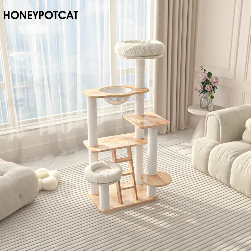 honeypot cat Cat climbing frame, cat bed, cat tree, solid wood cat frame, warm space bowl, claw sharpening cat toy 210907-Make In China