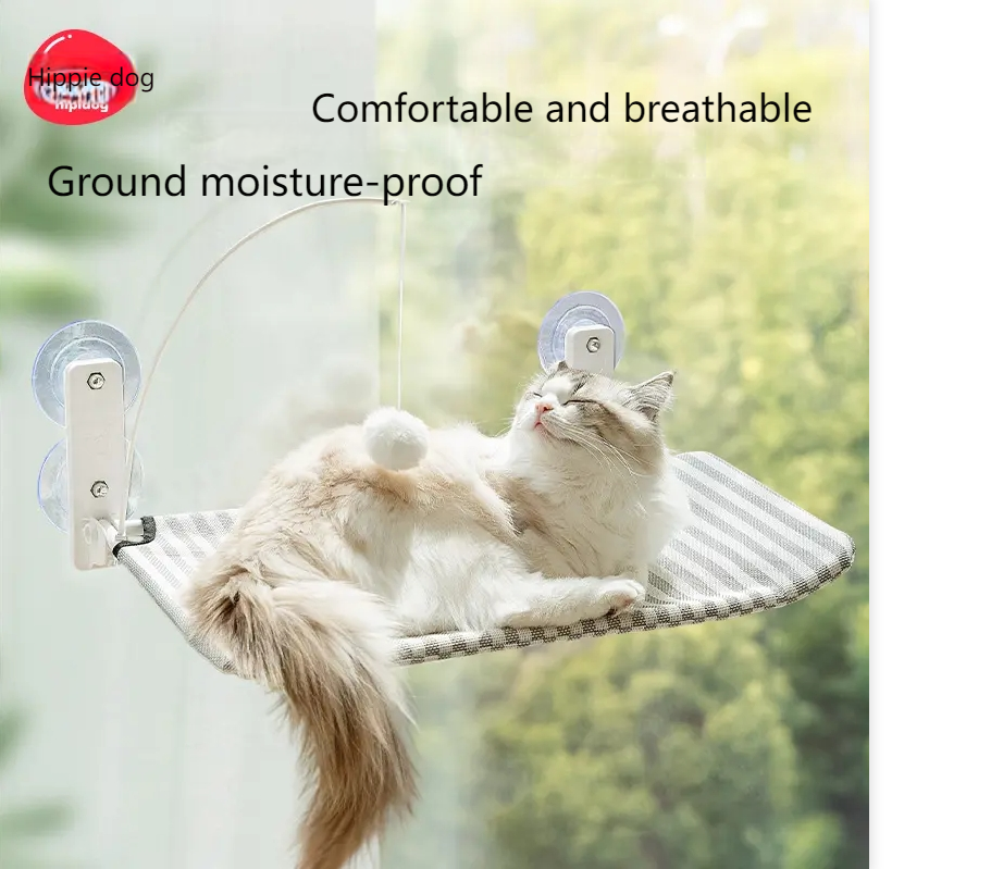 hipidog Cat hammock play and sleep all in one comfortable cat hammock cat bed cat teasing stick toy all in one pet bed-Make In China