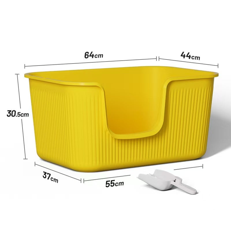 PANSIJI The second generation upgraded super large semi-enclosed vertical pattern cat litter box is splash-proof and easy to clean for big cats and Maine cats