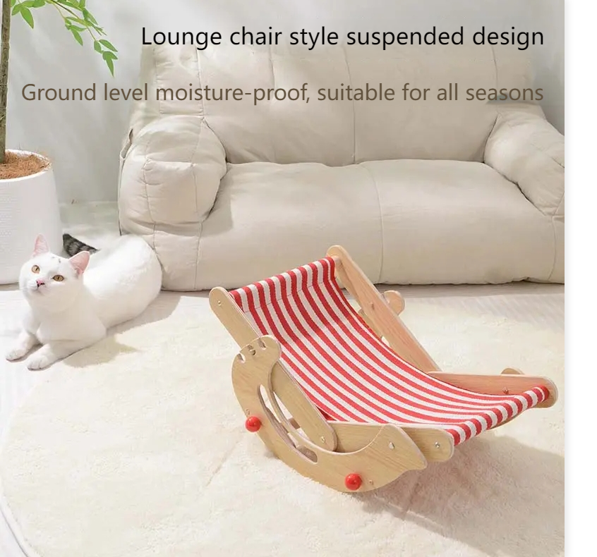 Pet cubic [Pet Equipment] Cat recliner solid wood multi-level adjustment easy to install comfortable breathable thick linen
