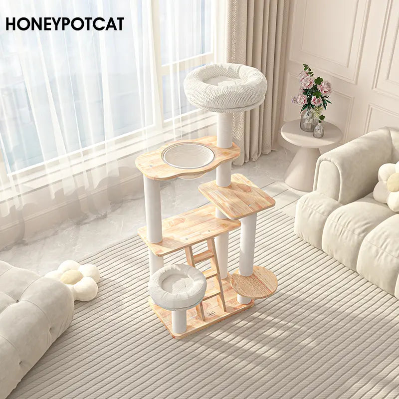 honeypot cat Cat climbing frame, cat bed, cat tree, solid wood cat frame, warm space bowl, claw sharpening cat toy 210907-Make In China