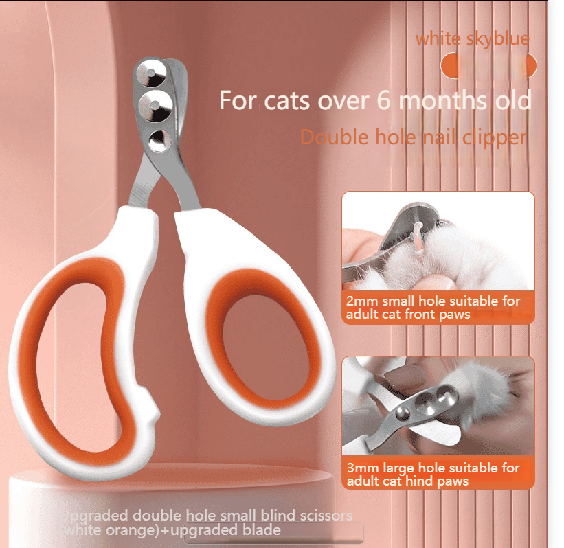 Cat nail scissors round hole porous scissors blood-proof nail clippers kittens, dogs and rabbits novice cats small blind scissors