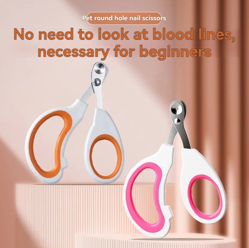 Cat nail scissors round hole porous scissors blood-proof nail clippers kittens, dogs and rabbits novice cats small blind scissors
