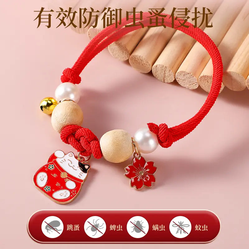 GUAZHOUMULucky cat pet 2025 collar cat collar cat bell camphor wood natural external insect repellent flea and lice-Make In China