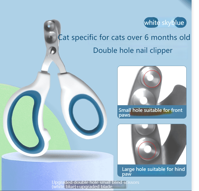 Cat nail scissors round hole porous scissors blood-proof nail clippers kittens, dogs and rabbits novice cats small blind scissors