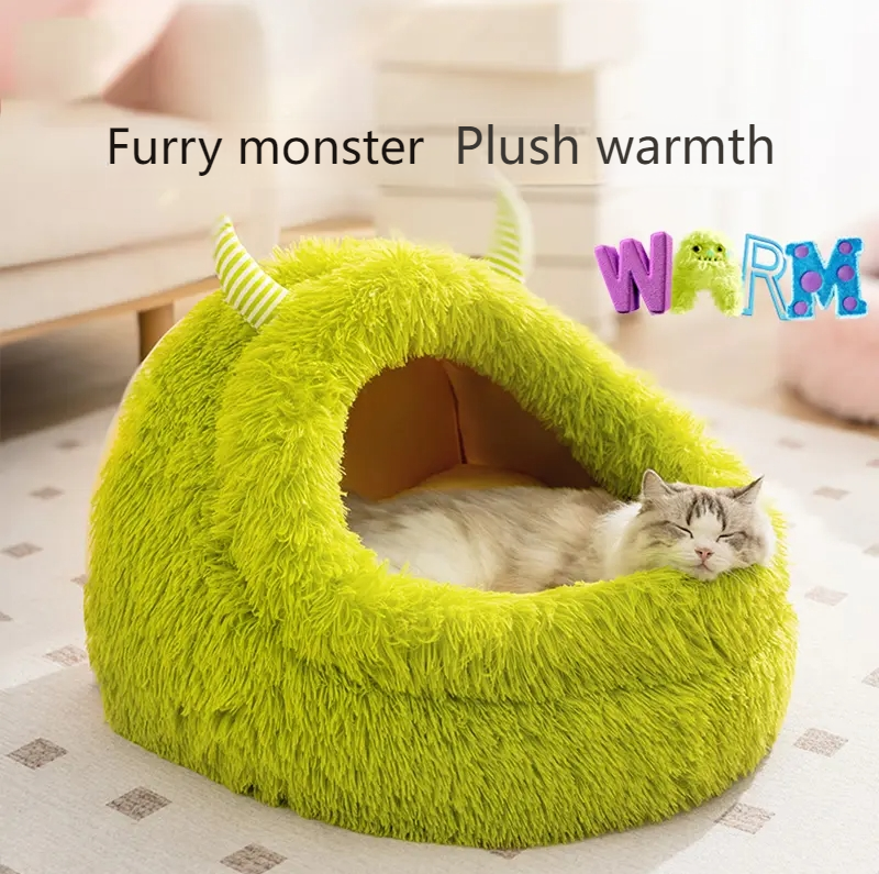 Shenjingmao Cat warm thick autumn and winter Teddy Bichon plush little monster cat bed Bichon Teddy pet bed