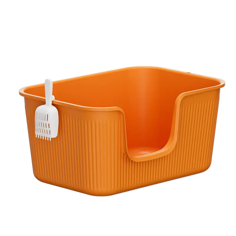 PANSIJI The second generation upgraded super large semi-enclosed vertical pattern cat litter box is splash-proof and easy to clean for big cats and Maine cats