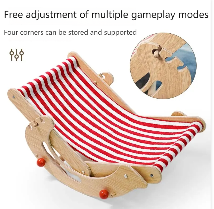 Pet cubic [Pet Equipment] Cat recliner solid wood multi-level adjustment easy to install comfortable breathable thick linen