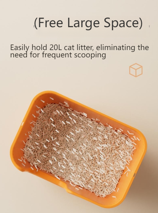 PANSIJI The second generation upgraded super large semi-enclosed vertical pattern cat litter box is splash-proof and easy to clean for big cats and Maine cats