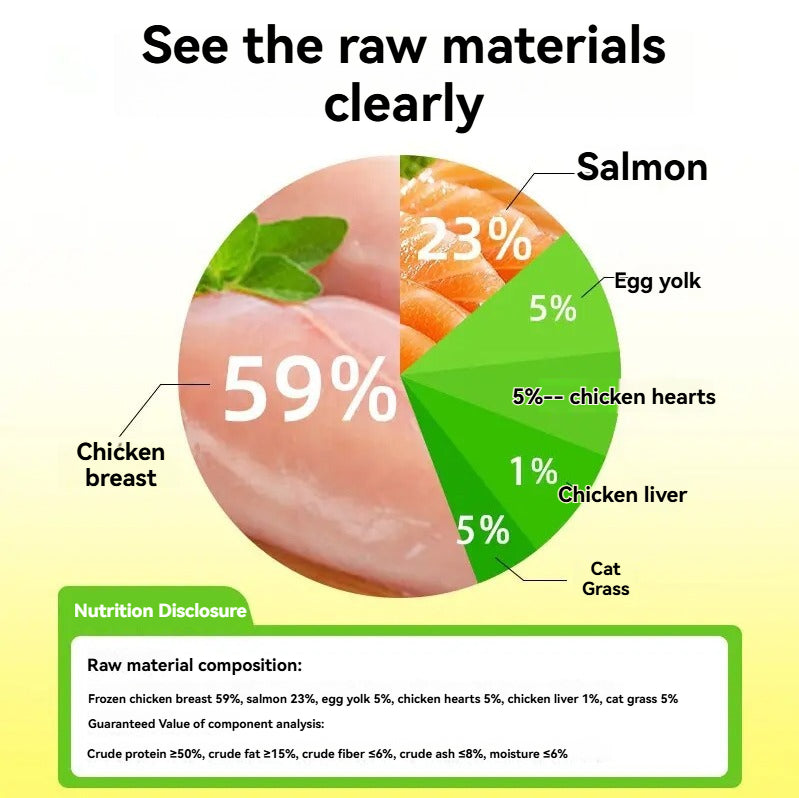 GUAZHOUMU【Fresh meat cat grass freeze-dried particles】Mixed chicken with added hairball tablets, instant cat snacks, meat pellets, cat supplement-Make In China