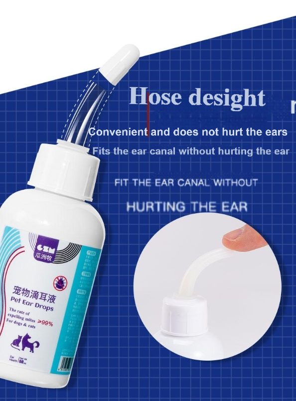 GUAZHOUMU Pet cat ear cleaning liquid ear cleaning remove mites itching descaling cat and dog ear cleaning liquid care gentle ear