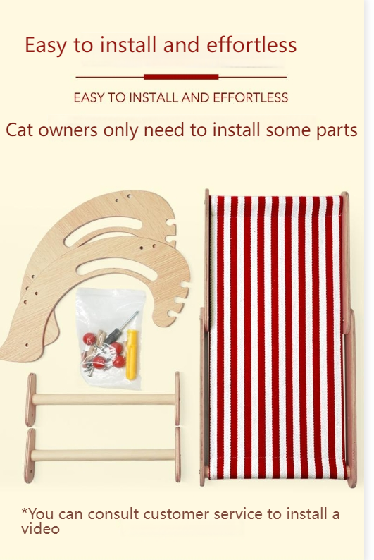 Pet cubic [Pet Equipment] Cat recliner solid wood multi-level adjustment easy to install comfortable breathable thick linen