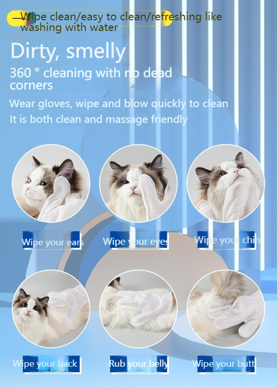 GUAZHOUMU 16PCS[Buy one get one free event] Pet bath-free gloves for cats and dogs, gentle and quick to clean and remove dirt-Make In China
