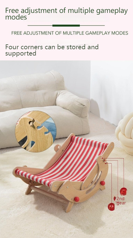 Pet cubic [Pet Equipment] Cat recliner solid wood multi-level adjustment easy to install comfortable breathable thick linen
