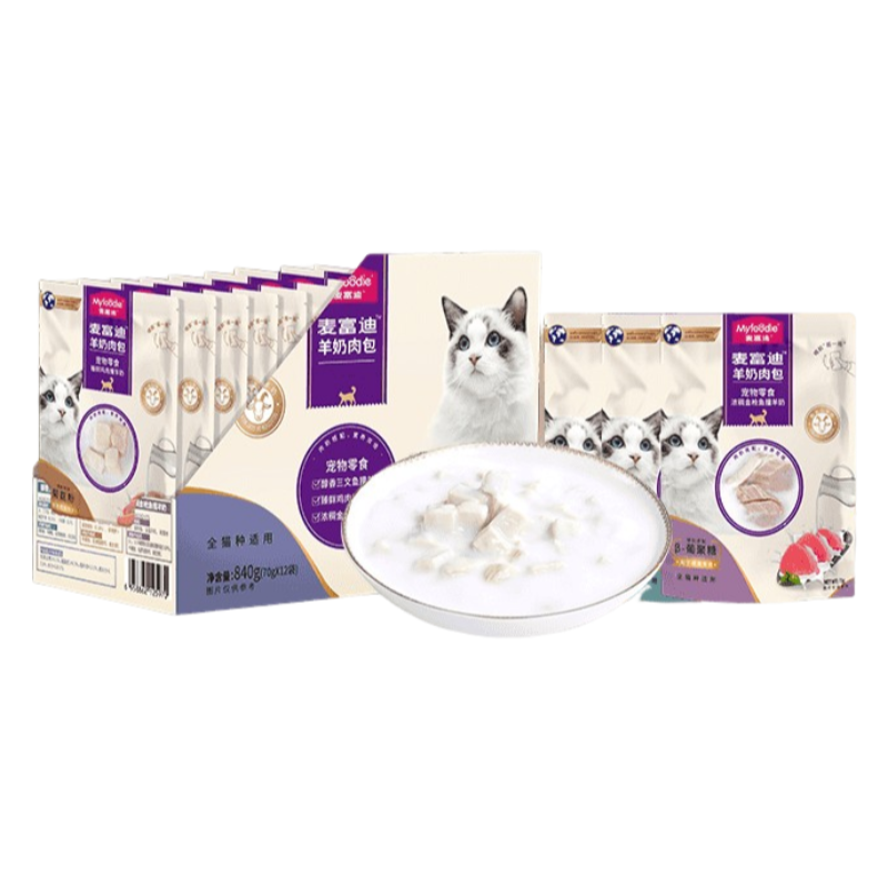 MYFOODIE Cat wet food goat milk meat granules 70g*12 packs add goat milk meat with delicious nutrition double